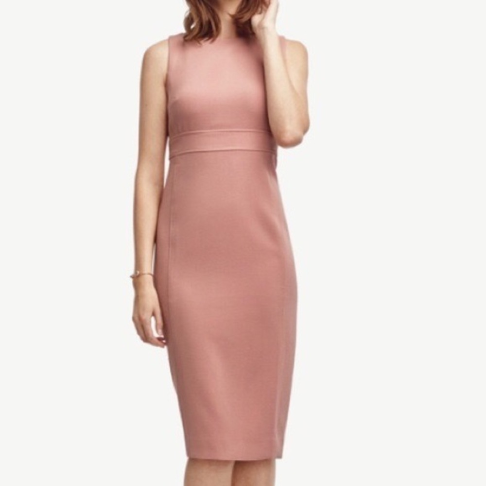 Ann Taylor Blush Pink Midi Sheath Dress